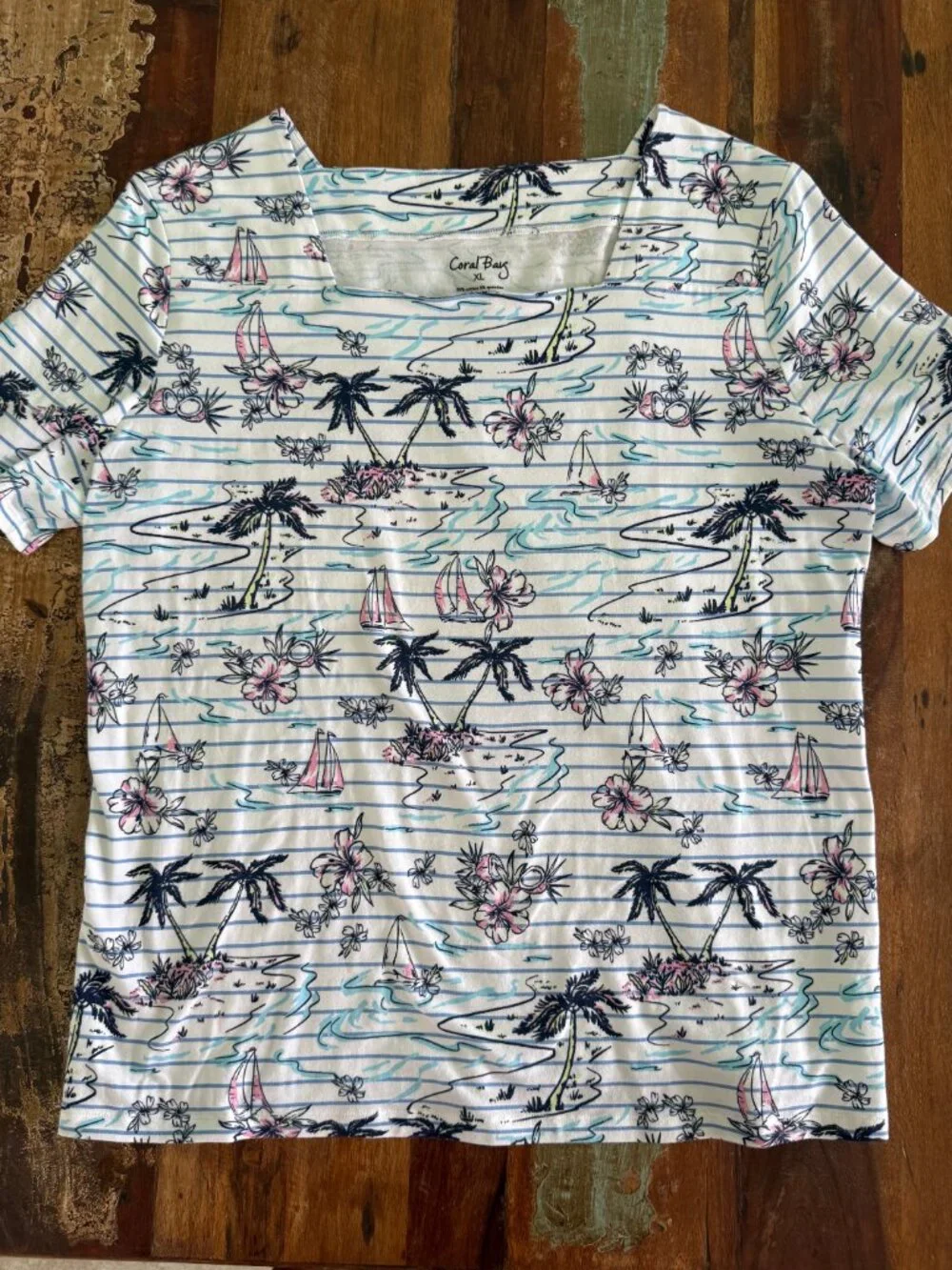 Coral Bay Tropical Short Sleeve T-Shirt Size XL - Picture 2 of 6